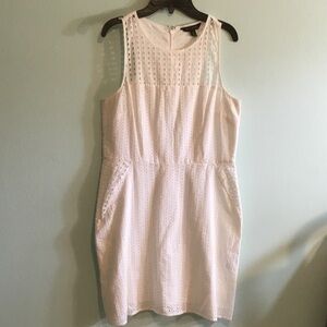 Banana Republic White Eyelet Midi Sheath Dress